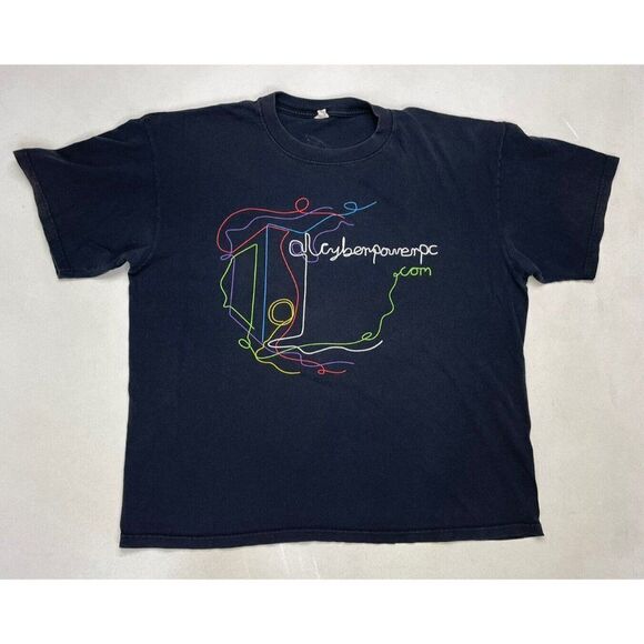 Cyber Power PC Computer Promo Graphic T-shirt Men XL Black Short Sleeve - Picture 1 of 6